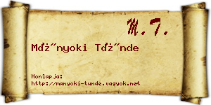 Mányoki Tünde névjegykártya